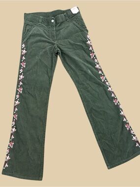 Gymboree Girls Corduroy Fairy Wishes Vintage Army Green Bell Bottoms Pants Sz 12